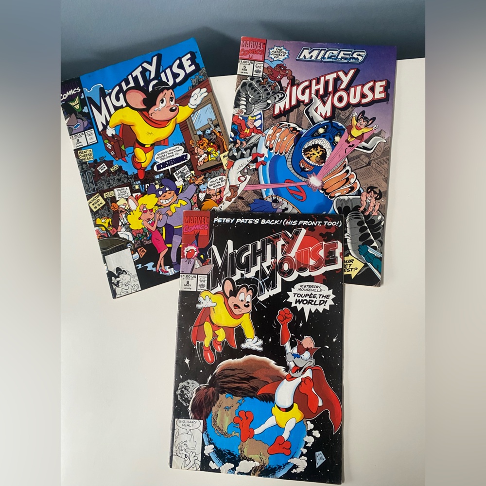 Vintage 1991 Mighty Mouse Comic Book Collection  (3) Marvel Comics
